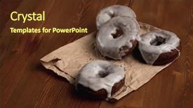  Presentation with donuts chocolate - Presentation having bread making steps - freshly baked hot homemade chocolate background and a  colored foreground