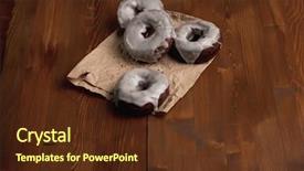 Presentation with rustic wood wooden frame - Beautiful PPT layouts featuring bread making steps - glazed tasty donuts on brown backdrop and a  colored foreground