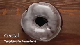  Presentation with donuts - Slide deck with bread making steps - glazed tasty donuts on brown background and a  colored foreground