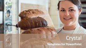  Presentation with bread - Beautiful slide set featuring bread on board in bakery backdrop and a coral colored foreground