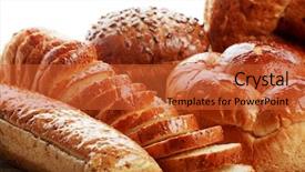  Presentation with bakery - Theme consisting of bread pastry - bakery foodstuffs shot background and a red colored foreground