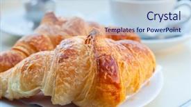  Presentation with breakfast - Theme enhanced with bread pastry - breakfast with coffee and croissants background and a light blue colored foreground