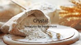  Presentation with flour - Presentation design consisting of bread pastry - flour in burlap bag background and a coral colored foreground