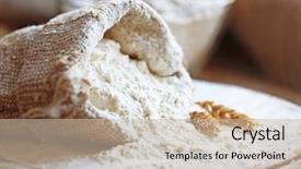  Presentation with flour - Cool new theme with bread pastry - flour in burlap bag backdrop and a soft green colored foreground