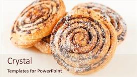  Presentation with cinnamon - Slide deck having bread pastry - freshly baked cinnamon rolls background and a lemonade colored foreground