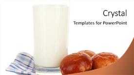  Presentation with white milk - Slide deck having bread rolls and glass of milk isolated on white background and a white colored foreground