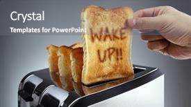  Presentation with good - Amazing slides having bread slice in a toaster backdrop and a gray colored foreground