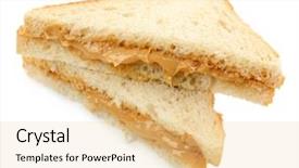  Presentation with peanut butter healthy spread - Theme consisting of bread slice with creamy peanut background and a blonde colored foreground
