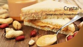  Presentation with peanut butter healthy spread - Presentation theme having bread slices with creamy peanut background and a  colored foreground