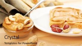  Presentation with peanut butter - Slide deck with bread slices with creamy peanut background and a  colored foreground