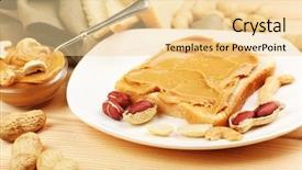  Presentation with peanut butter healthy spread - Presentation having bread slices with creamy peanut background and a  colored foreground