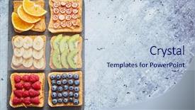  Presentation with healthy breakfast - Slides consisting of bread slices with peanut butter background and a lemonade colored foreground