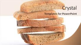  Presentation with bread - Presentation theme enhanced with bread staling - zwieback on white background background and a coral colored foreground