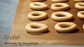  Presentation with baking - Beautiful PPT theme featuring bread-sticks-on-a-baking backdrop and a coral colored foreground