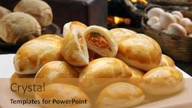  Presentation with blueberry bread - Slide deck enhanced with bread-stuffed background and a gold colored foreground