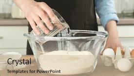  Presentation with for career chef - Cool new slide deck with bread water - female chef making dough backdrop and a soft green colored foreground