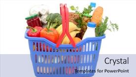  Presentation with online grocery shopping - Amazing presentation theme having bread water - groceries in shopping basket backdrop and a  colored foreground