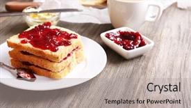  Presentation with baker kneading dough homemade bread - Audience pleasing slide deck consisting of bread with butter and homemade backdrop and a light gray colored foreground