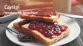  Presentation with jam - Theme with bread with butter and homemade background and a red colored foreground