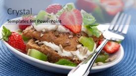  Presentation with berries - Amazing PPT theme having bread with cottage cheese and berries backdrop and a light blue colored foreground