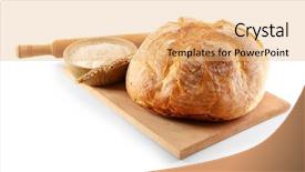  Presentation with cutting board - Colorful presentation design enhanced with bread with flour and ears backdrop and a coral colored foreground