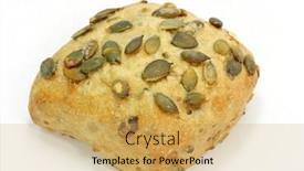  Presentation with seed - Presentation having bread with pumpkin seed on a white background background and a yellow colored foreground