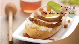  Presentation with pear - Presentation consisting of bread with ricotta cheese and pear background and a coral colored foreground