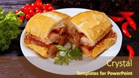  Presentation with bread - Presentation theme enhanced with bread-with-sausage-pao-com background and a tawny brown colored foreground