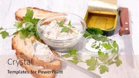  Presentation with spread - Presentation theme having bread-with-spread background and a coral colored foreground