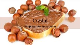  Presentation with spread - PPT layouts with nutella - bread with sweet chocolate hazelnut background and a red colored foreground