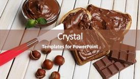  Presentation with spread - Audience pleasing PPT theme consisting of bread with sweet chocolate hazelnut backdrop and a tawny brown colored foreground