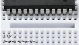  Presentation with digital circuits - Presentation design having electronics - breadboard and microchip closeup background and a lemonade colored foreground
