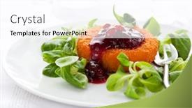  Presentation with camembert - Slides having breaded-and-deep-fried-camembert background and a pink colored foreground