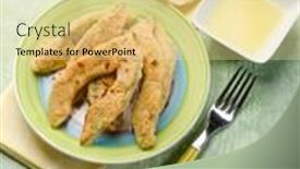  Presentation with avocado - Cool new PPT theme with breaded-avocado-with-lemon-sauce backdrop and a blonde colored foreground