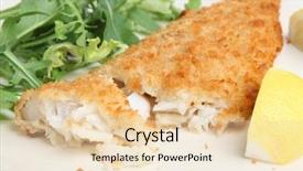  Presentation with drone rocket - Slide deck consisting of breaded cod fillet with rocket background and a lemonade colored foreground