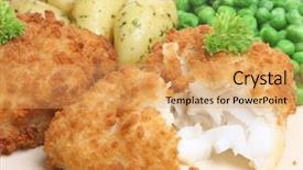  Presentation with peas - Slides enhanced with breaded cod with new potatoes background and a yellow colored foreground