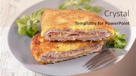  Presentation with cheese - Slides having breaded-cordon-bleu-chicken-cheese background and a coral colored foreground