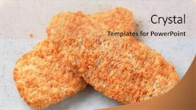  Presentation with bread - Slide deck with breaded fish fillets background and a coral colored foreground