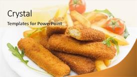  Presentation with french fries - Slide deck consisting of breaded fish sticks served background and a blonde colored foreground