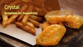  Presentation with paper cutting - Theme featuring breaded fried chicken nuggets background and a tawny brown colored foreground