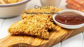  Presentation with food bbq - Beautiful presentation design featuring breaded-fried-chicken-strips backdrop and a yellow colored foreground