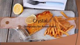  Presentation with cutting board - PPT theme featuring breaded fried fish fillet background and a red colored foreground