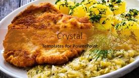  Presentation with stir fried bok choy - Presentation theme featuring breaded-fried-pork-chop background and a gold colored foreground