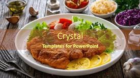  Presentation with cabbage - Slide set having breaded-fried-pork-chop background and a  colored foreground