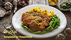  Presentation with beans - PPT theme featuring breaded-fried-pork-chop background and a tawny brown colored foreground