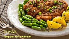  Presentation with beans - Presentation theme enhanced with breaded-fried-pork-chop background and a tawny brown colored foreground