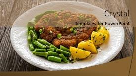  Presentation with beans - Presentation theme having breaded-fried-pork-chop background and a coral colored foreground