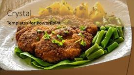  Presentation with beans - Presentation theme enhanced with breaded-fried-pork-chop background and a yellow colored foreground