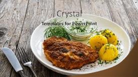  Presentation with cucumber cream - PPT theme having breaded-fried-pork-chop background and a light gray colored foreground