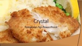  Presentation with aquaculture fish farming - Presentation theme with breaded haddock fish fillets served background and a yellow colored foreground